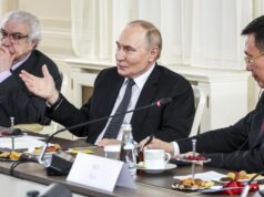 Putin claims that Russia is not under danger from NATO’s rearmament. Putin asserts that NATO's rearmament poses no threat to Russia.