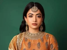 For Diwali, Rashmika Mandanna Looks Gorgeous in an Ivory Sharara and a Green Gharchola Dupatta Rashmika Mandanna looks stunning for Diwali in a green gharchola dupatta and an ivory sharara.