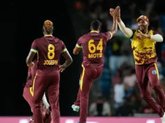 Santner’s blitz is in vain as WI wins narrowly WI narrowly prevails despite Santner's blitz.