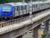 Commuters are forced to walk down a tunnel when a Chennai Metro train becomes stuck in the subway. Commuters are forced to trek down a tunnel when a Chennai Metro train got trapped in the subway.