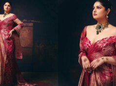 Janhvi Kapoor is a sight to behold in strapless blouse and silk sari