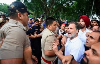 Rahul Gandhi, Kharge lead protest near PM residence; Centre says Parliament discussion was offered