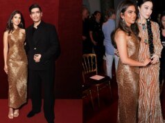 Isha Ambani in Manish Malhotra’s handmade gold sculpted dress