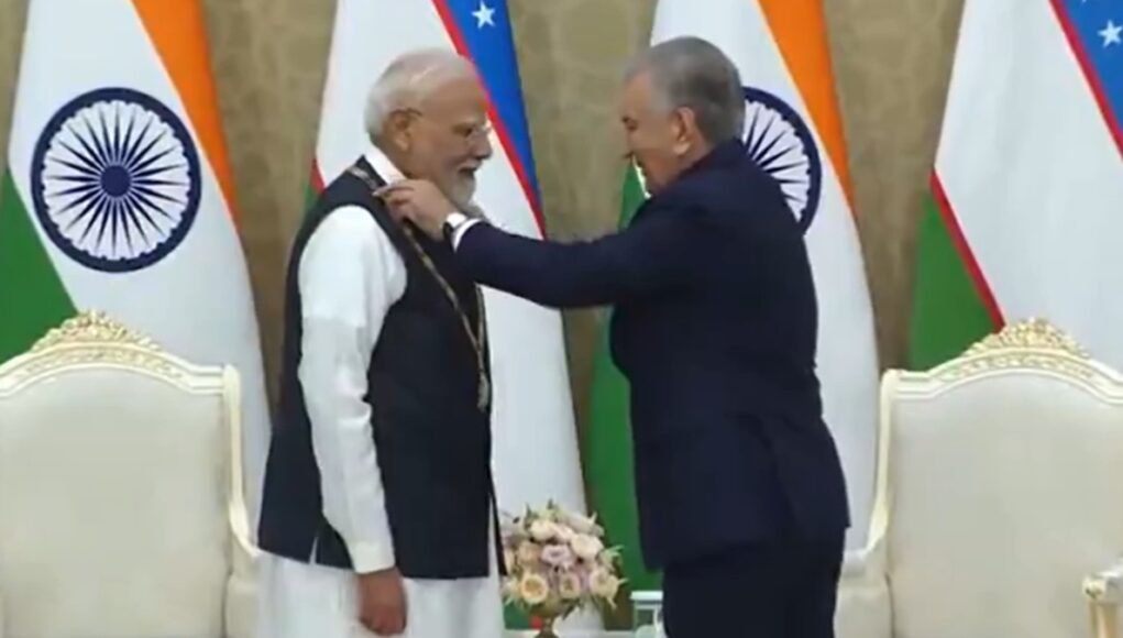 PM Modi conferred Uzbekistan’s highest state honour ‘Oliy Darajali Do’stlik’ by President Mirziyoyev on Tashkent visit