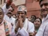 Ex Minister from Odisha Dharmendra Pradhan arrived in Parliament on Monday to a warm welcome by the BJP leaders amidst “Dharmendra Pradhan zindabad” slogans and cheers.
