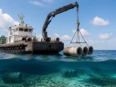 Nearly 200 unwanted concrete pipes and culverts were lowered into the Atlantic off Jacksonville in 2026; instead of being dumped on land, the pieces now form a new fish habitat roughly 90 feet below the water