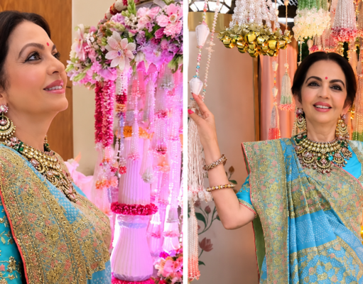 Decoding Nita Ambani’s Janmashtami Look: Emeralds, Bandhani Sari, and Floral Bun