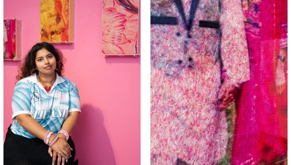 Visual artist Angel Rose turns pink rice into an archive of Indian and Surinamese identity