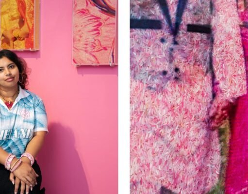 Visual artist Angel Rose turns pink rice into an archive of Indian and Surinamese identity
